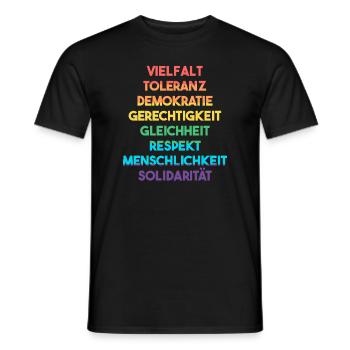 Demokratie, Vielfalt, Toleranz - LGBTQ - Wahl 2025 - Männer T-Shirt - Schwarz - Vorne - AI Model Male 178 light (178cm)