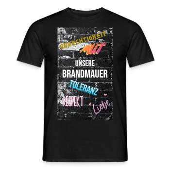 Unsere Brandmauer (Gegen den Rechtsruck!) - Männer T-Shirt - Schwarz - Vorne - AI Model Male 178 light (178cm)