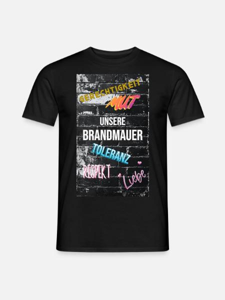 Unsere Brandmauer (Gegen den Rechtsruck!) - Männer T-Shirt - Schwarz