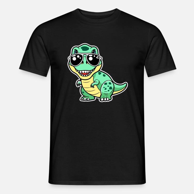 Dino with glasses - Cool - Men's T-Shirt - black