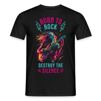 Gitarrist E-Gitarre Rock Punk Metal Splash Neon - Männer T-Shirt - Schwarz - Vorne - AI Model Male 178 light (178cm)
