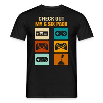 Gamer Gaming Check Out My 6 Six Pack - Men's T-Shirt - black - Front - AI Model Male 178 light (178cm)