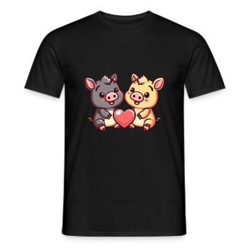 Couple de Cochons Amour La Saint-Valentin - T-shirt homme - noir - Devant - AI Model Male 178 light (178cm)