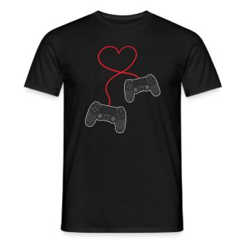 Gamer Gaming Controller Heart Valentines Day Gift - Men's T-Shirt - black - Front - AI Model Male 178 light (178cm)