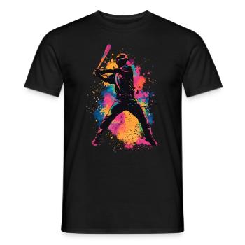 Bunter Baseball Spieler - Männer T-Shirt - Schwarz - Vorne - AI Model Male 178 light (178cm)