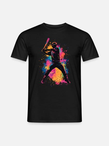 Bunter Baseball Spieler - Männer T-Shirt - Schwarz