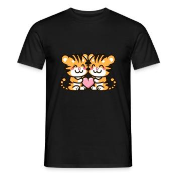 Tiger Paar Liebe Valentinstag - Männer T-Shirt - Schwarz - Vorne - AI Model Male 178 light (178cm)