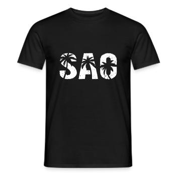 Sao Beach Palmen - Männer T-Shirt - Schwarz - Vorne - AI Model Male 178 light (178cm)