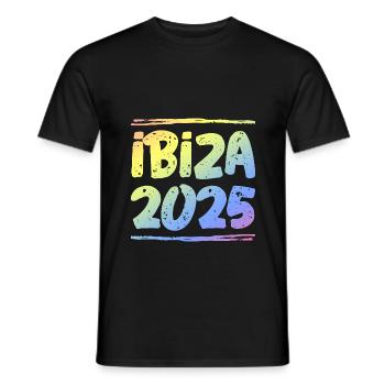 Ibiza 2025 Colorful - Men's T-Shirt - black - Front - AI Model Male 178 light (178cm)