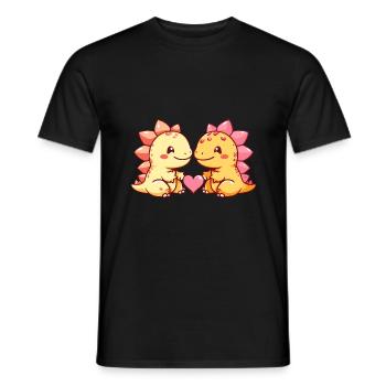 Dinosaure stégosaure couple amour Saint-Valentin - T-shirt homme - noir - Devant - AI Model Male 178 light (178cm)