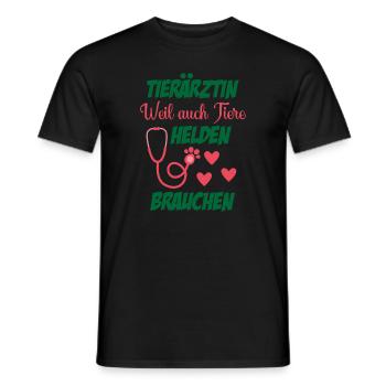 Tierarzt Geschenk Weil auch Tiere Helden brauchen - Männer T-Shirt - Schwarz - Vorne - AI Model Male 178 light (178cm)