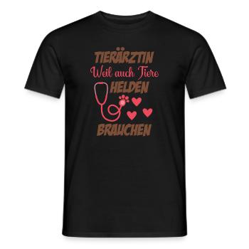 Tierarzt Geschenk Weil auch Tiere Helden brauchen - Männer T-Shirt - Schwarz - Vorne - AI Model Male 178 light (178cm)