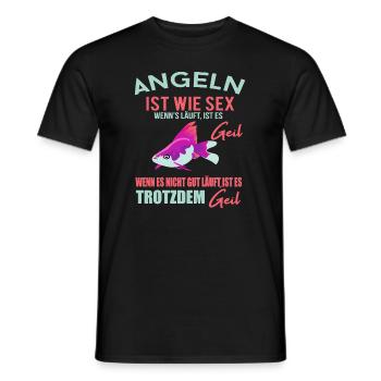 Pêcher chemise est comme le sexe • Cadeau de pêche - T-shirt homme - noir - Devant - AI Model Male 178 light (178cm)