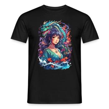 Sea Dragon: Anime Manga Style - Men's T-Shirt - black - Front - AI Model Male 178 light (178cm)