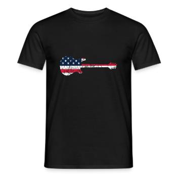 GITARRE MIT US AMERIKANISCHER FLAGGE GITARREN - Männer T-Shirt - Schwarz - Vorne - AI Model Male 178 light (178cm)
