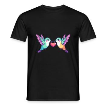 Colibri oiseau couple amour Saint-Valentin - T-shirt homme - noir - Devant - AI Model Male 178 light (178cm)