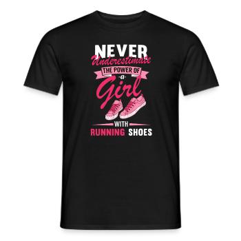 Gift for runner A Girl with Running Shoes - Men's T-Shirt - black - Front - AI Model Male 178 light (178cm)