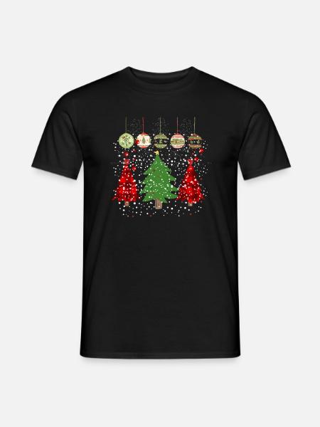 Frohe Weihnachten / Weihnachtsbaumdrucke / bunt - Männer T-Shirt - Schwarz
