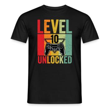 Niveau 10 Unlocked 10ème anniversaire 10 ans gamer - T-shirt homme - noir - Devant - AI Model Male 178 light (178cm)