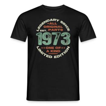 Legendary since 1973 - 50 years - Men's T-Shirt - black - Front - AI Model Male 178 light (178cm)