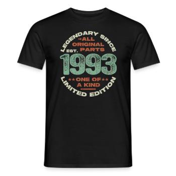 Legendary since 1993 - 30 years - Men's T-Shirt - black - Front - AI Model Male 178 light (178cm)