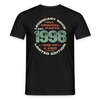 Legendary since 1998 - 25 years - Men's T-Shirt - black - Front - AI Model Male 178 light (178cm)