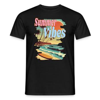 sunny vintage beach is calling me - Männer T-Shirt - Schwarz - Vorne - AI Model Male 178 light (178cm)