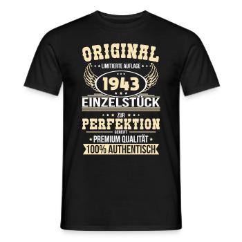 81st Birthday - Original 1943 Unique Piece - Men's T-Shirt - black - Front - AI Model Male 178 light (178cm)