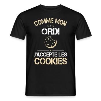 Comme mon ordi j'accepte les Cookies - Humour - T-shirt homme - noir - Devant - AI Model Male 178 light (178cm)