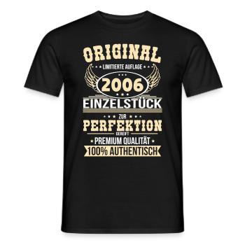 18. Geburtstag - Original 2006 Einzelstück - Männer T-Shirt - Schwarz - Vorne - AI Model Male 178 light (178cm)