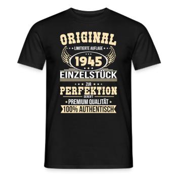 80th Birthday - Original 1945 Unique Piece - Men's T-Shirt - black - Front - AI Model Male 178 light (178cm)