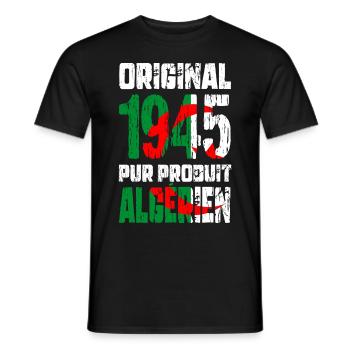 80th Birthday - Original - 1945 - Algerian - Men's T-Shirt - black - Front - AI Model Male 178 light (178cm)