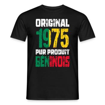 Anniversaire 50 ans - Original - 1975 - Béninois - T-shirt homme - noir - Devant - AI Model Male 178 light (178cm)