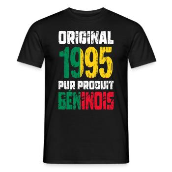 Anniversaire 30 ans - Original - 1995 - Béninois - T-shirt homme - noir - Devant - AI Model Male 178 light (178cm)