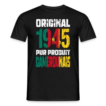 80th Birthday - Original - 1945 Cameroonian - Men's T-Shirt - black - Front - AI Model Male 178 light (178cm)