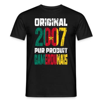 18th Birthday - Original - 2007 Cameroonian - Men's T-Shirt - black - Front - AI Model Male 178 light (178cm)