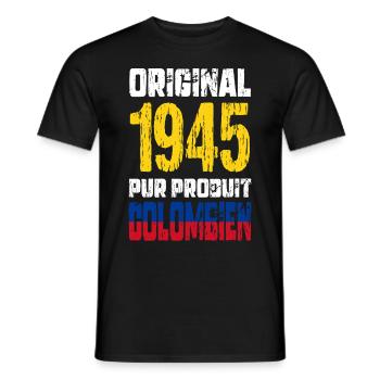 80 Years Anniversary - Original - 1945 - Colombian - Men's T-Shirt - black - Front - AI Model Male 178 light (178cm)