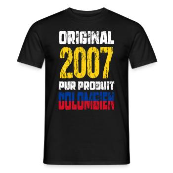 18th Birthday - Original - 2007 - Colombian - Men's T-Shirt - black - Front - AI Model Male 178 light (178cm)