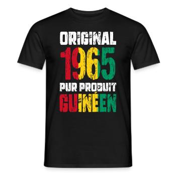 Anniversaire 60 ans - Original 1965 - Guinéen - T-shirt homme - noir - Devant - AI Model Male 178 light (178cm)