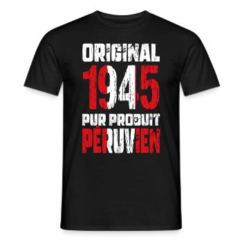 80. Geburtstag - Original 1945 - Peruanisch - Männer T-Shirt - Schwarz - Vorne - AI Model Male 178 light (178cm)