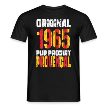 Anniversaire 60 ans - Original 1965 - Provençal - T-shirt homme - noir - Devant - AI Model Male 178 light (178cm)