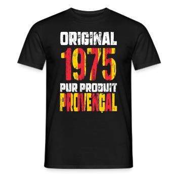 Anniversaire 50 ans - Original 1975 - Provençal - T-shirt homme - noir - Devant - AI Model Male 178 light (178cm)