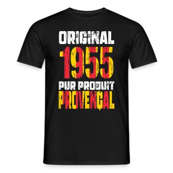 Anniversaire 70 ans - Original 1955 - Provençal - T-shirt homme - noir - Devant - AI Model Male 178 light (178cm)