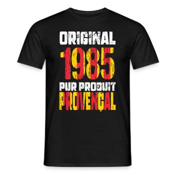 Anniversaire 40 ans - Original 1985 - Provençal - T-shirt homme - noir - Devant - AI Model Male 178 light (178cm)