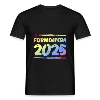Formentera 2025 Bunt - Männer T-Shirt - Schwarz - Vorne - AI Model Male 178 light (178cm)