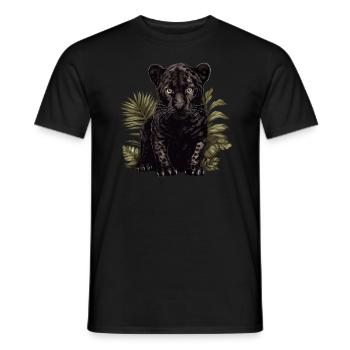 Black Baby Jaguar Wildcat Africa Wilderness - Men's T-Shirt - black - Front - AI Model Male 178 light (178cm)