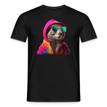 Écureuil avec lunettes de soleil Animaux colorés et cool de la forêt - T-shirt homme - noir - Devant - AI Model Male 178 light (178cm)
