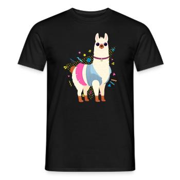 90s Style Llama - Männer T-Shirt - Schwarz - Vorne - AI Model Male 178 light (178cm)