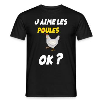 Mes Poules Je Les Aimes Cadeau Papa Maman - T-shirt homme - noir - Devant - AI Model Male 178 light (178cm)