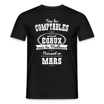 Comptables égaux meilleurs naissent en Mars - T-shirt homme - noir - Devant - AI Model Male 178 light (178cm)